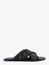 Fendi Men's FF Jacquard Fabric Sandals Black