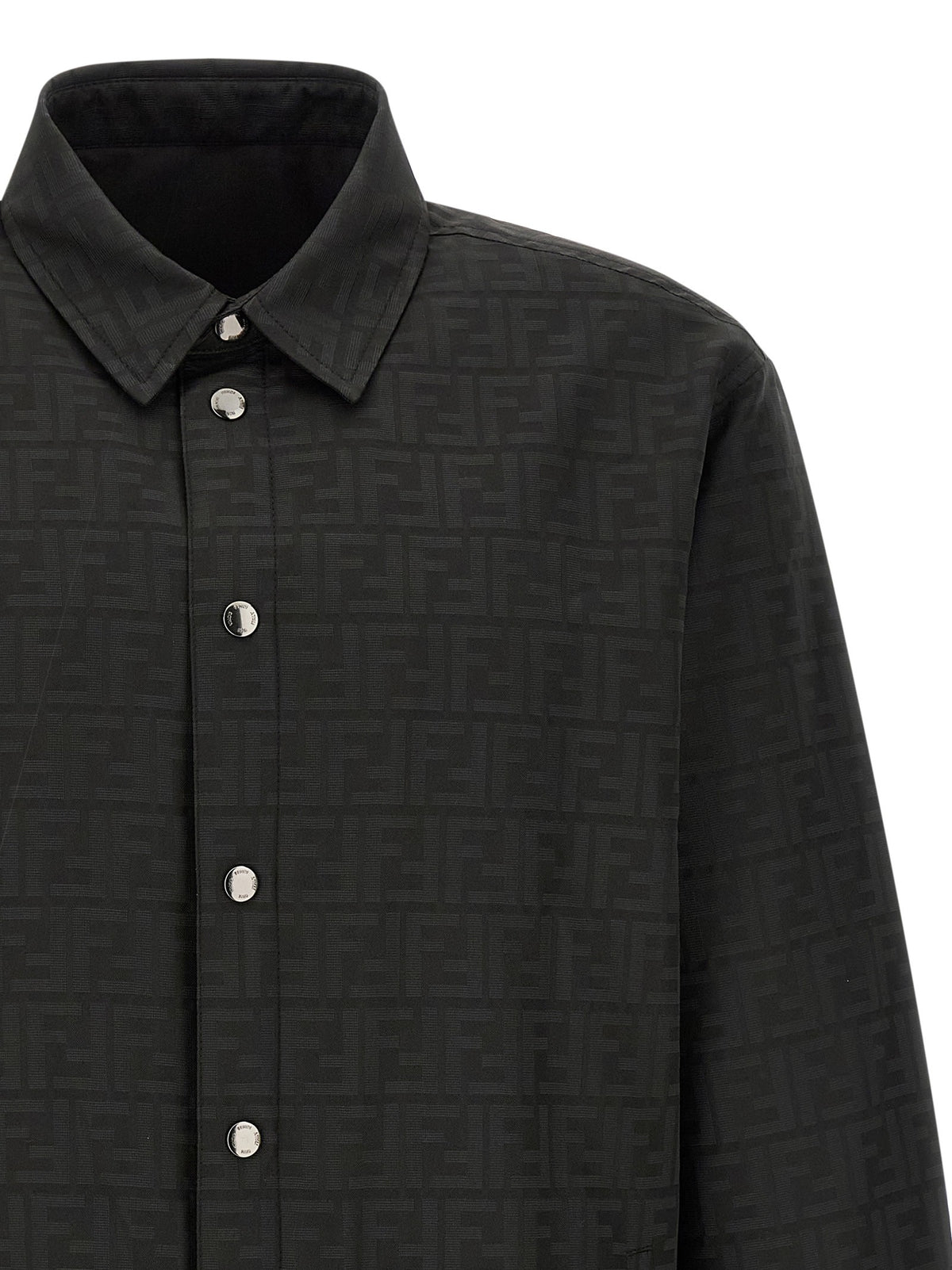 Fendi Men's Black FF Zucca Jacquard Nylon Blouson Black, view 3