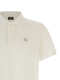 Fendi FF Metallic Polo Shirt White