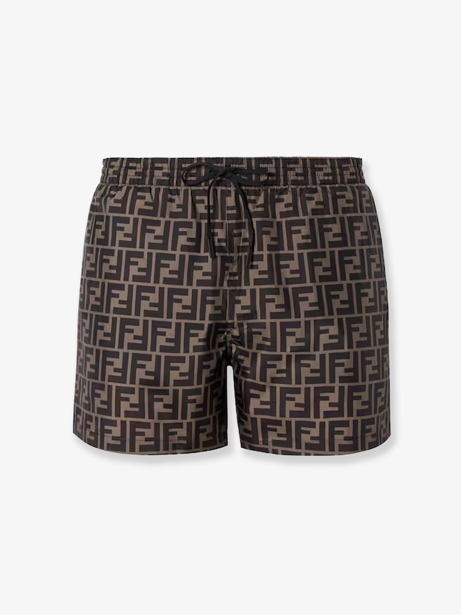 Fendi Men's FF Nylon Swim Trunks Brown