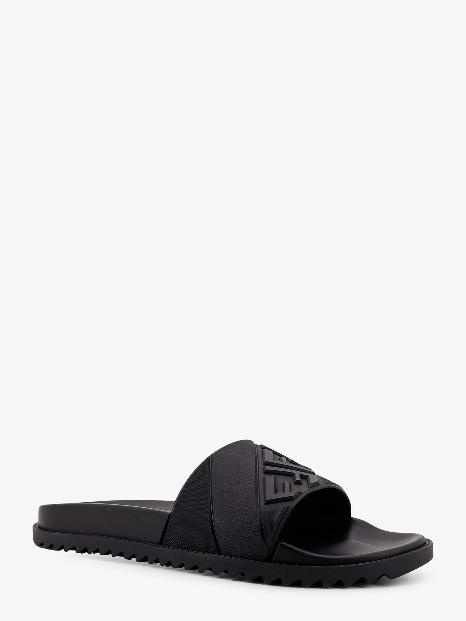 Fendi Men's FF Rubber Slides Black