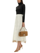 Fendi Women's FF Silk Skirt White, view 2