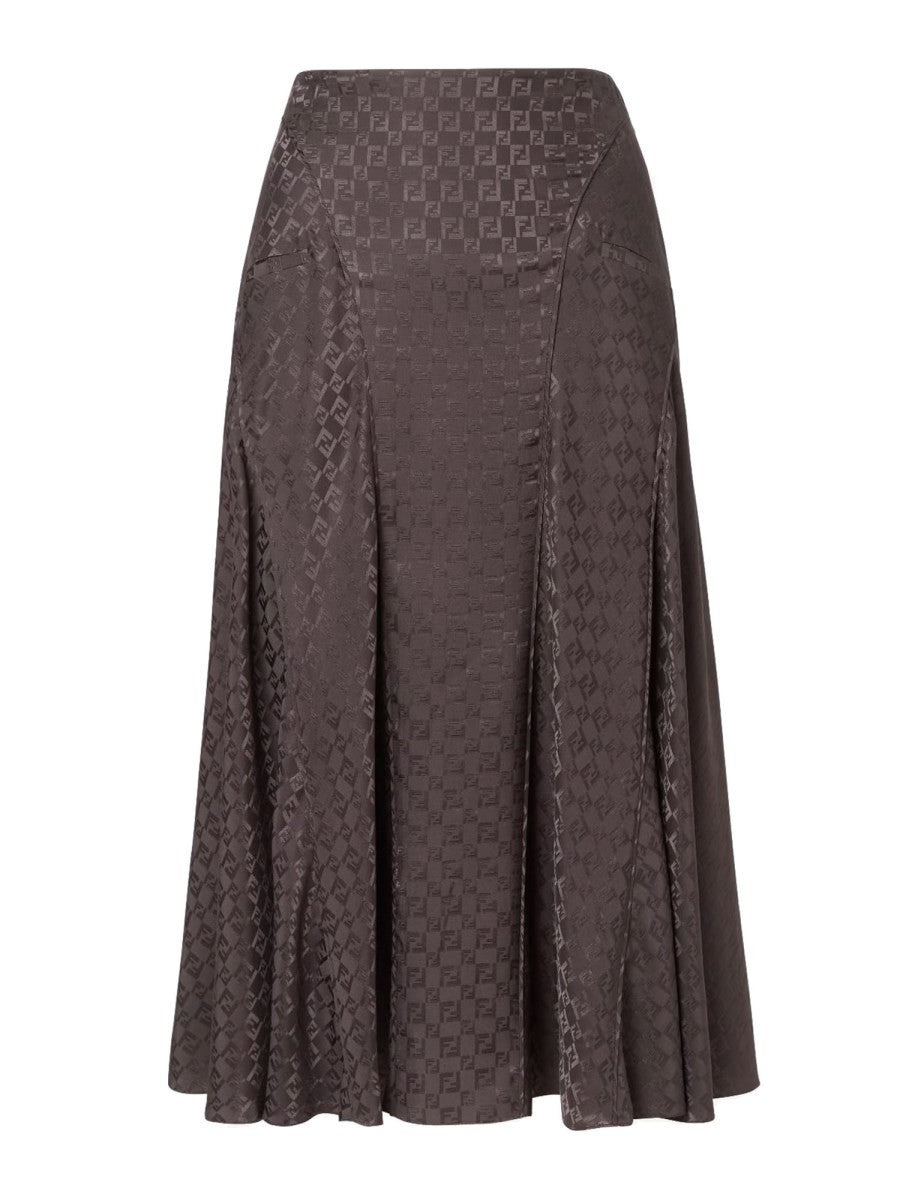Fendi Women's FF Silk Skirt Brown