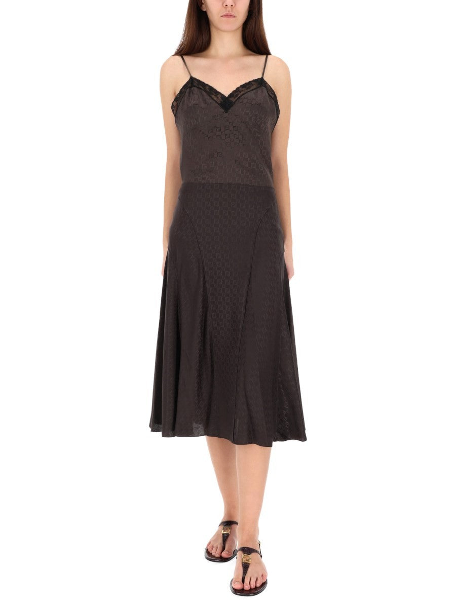 Fendi Women's FF Silk Skirt Brown, view 6