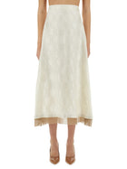 Fendi Women's FF Silk Skirt White