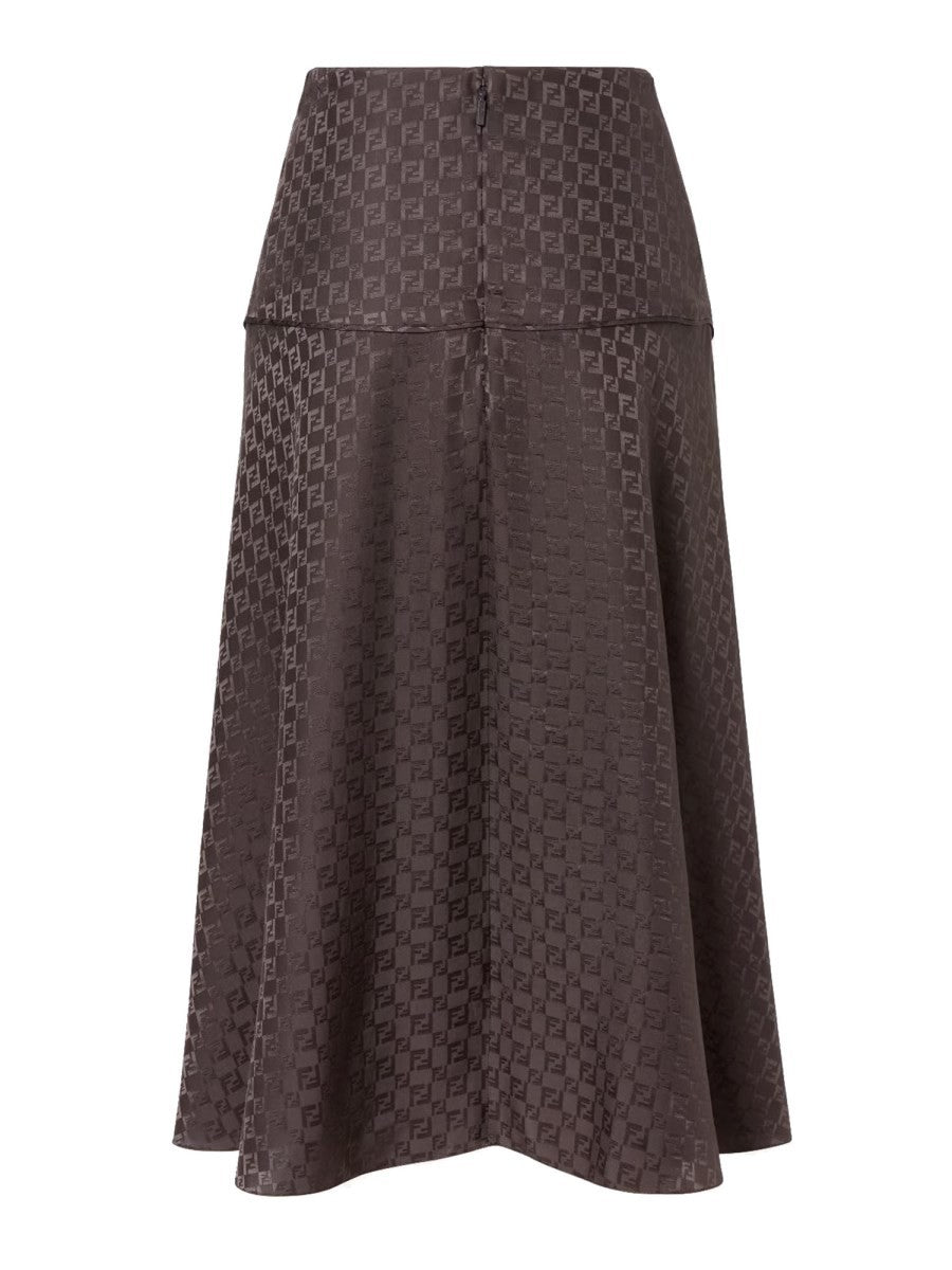 Fendi Women's FF Silk Skirt Brown, view 2