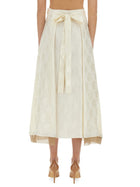 Fendi Women's FF Silk Skirt White, view 3