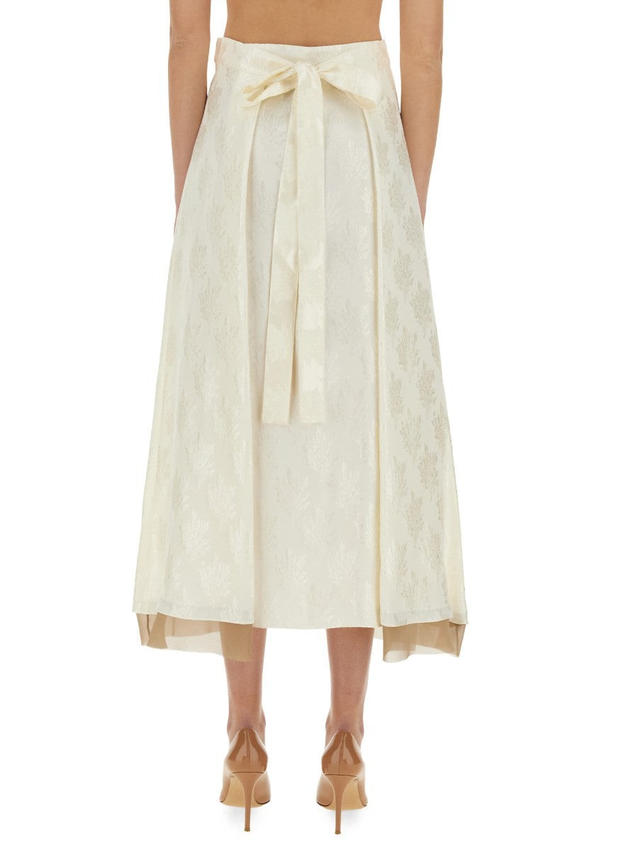 Fendi Women's FF Silk Skirt White, view 3