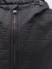 Fendi Men's FF Zucca Jacquard Nylon Jacket Black, view 3