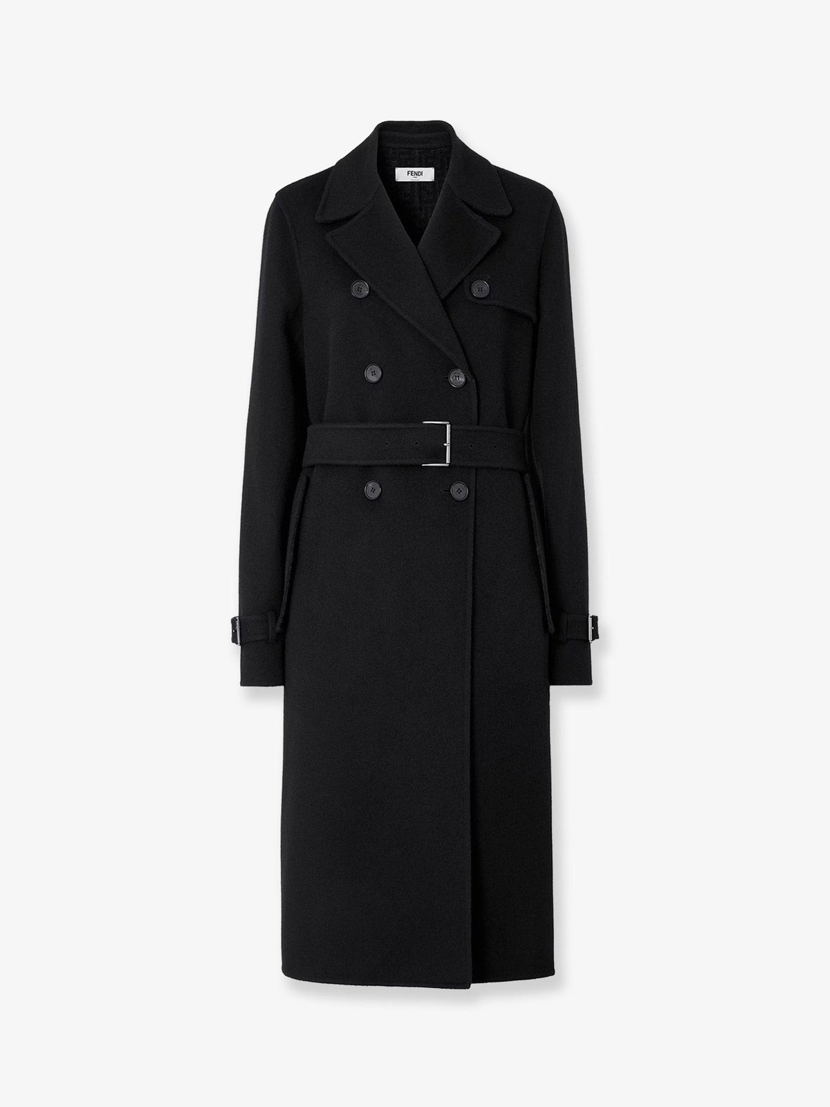 Fendi Women's FF Zucca Virgin Wool Midi Coat Black