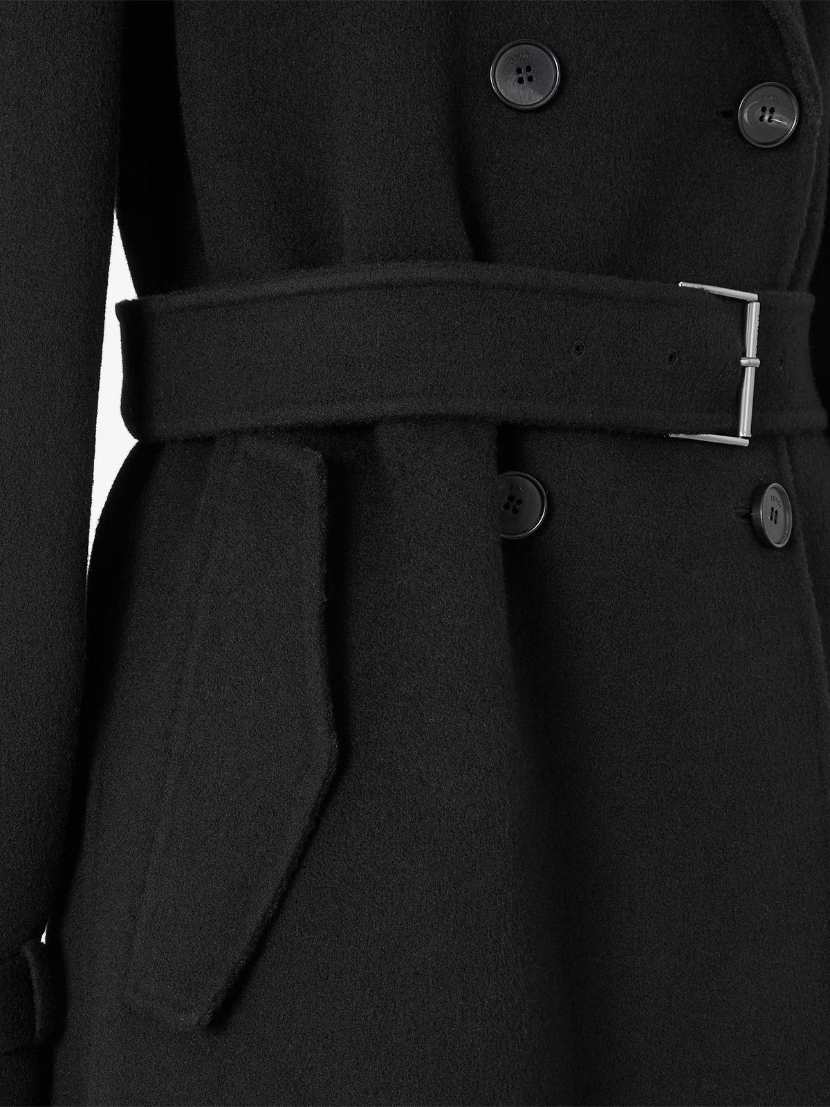 Fendi Women's FF Zucca Virgin Wool Midi Coat Black