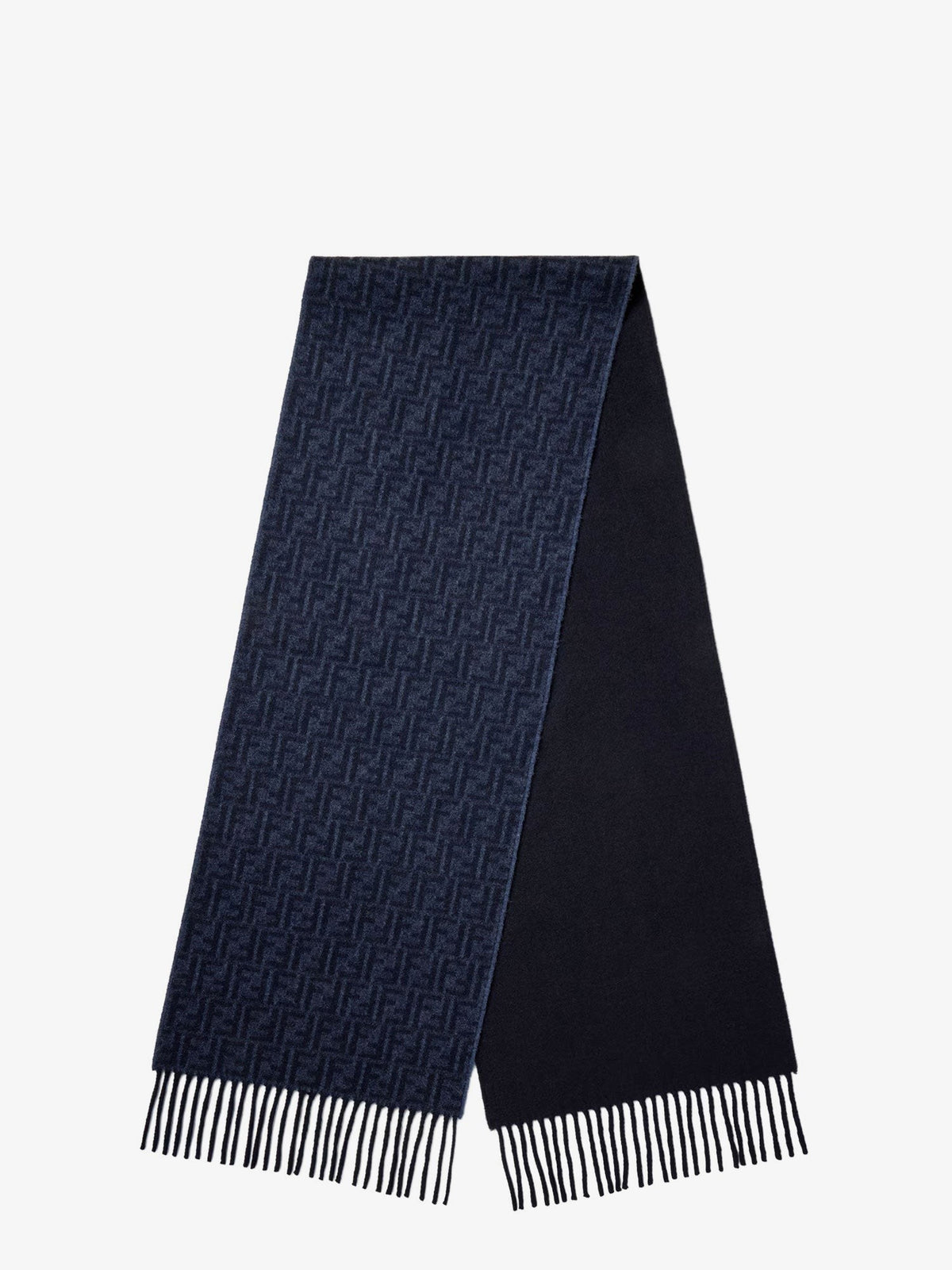 Fendi Men's FF Zucca Wool and Cashmere Scarf Blue