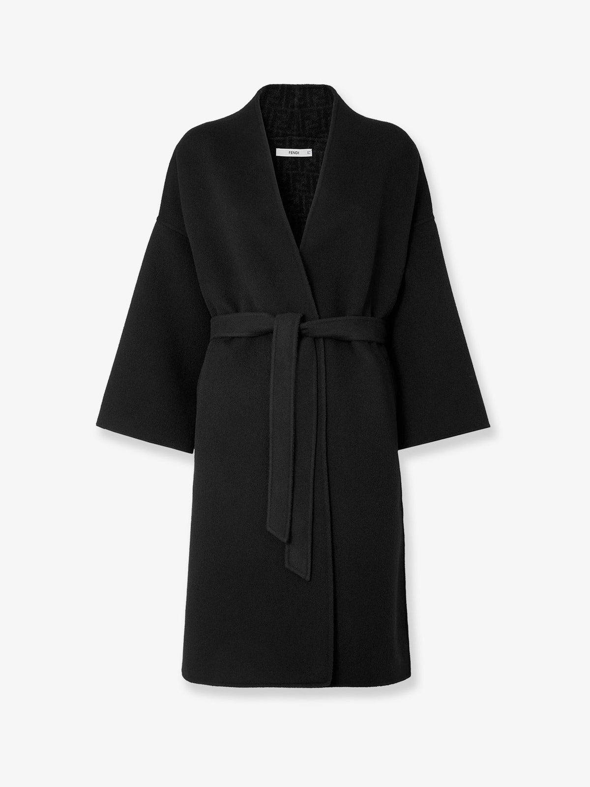 Fendi Women's FF Zucca Wool Midi Coat Black Black