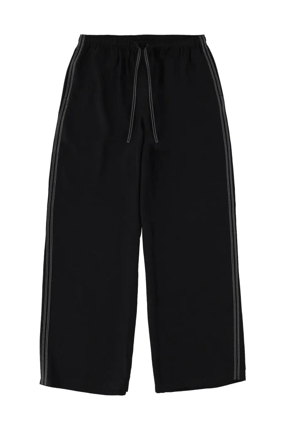 Filippa k women’s draped black wide-leg pants with white vertical stripe detailing on sides for elegant wear
