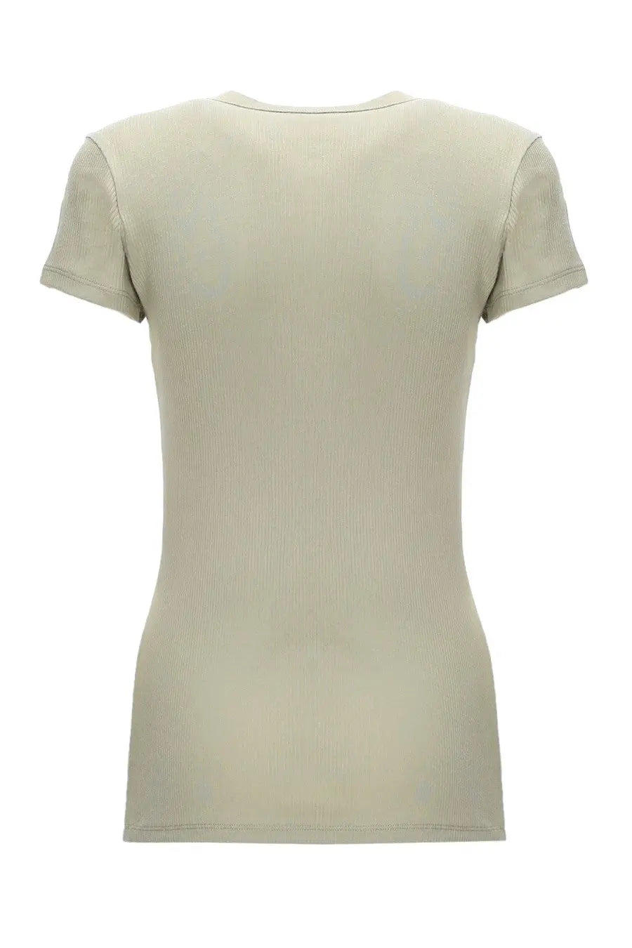 Beige ribbed short-sleeve top with rounded neckline in fine rib fabric from filippa k womenswear