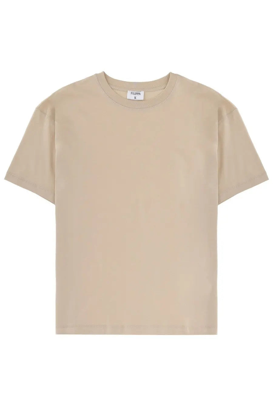 Beige crew-neck Filippa K women’s loose fit shirt with minimalist design made from soft cotton fabric
