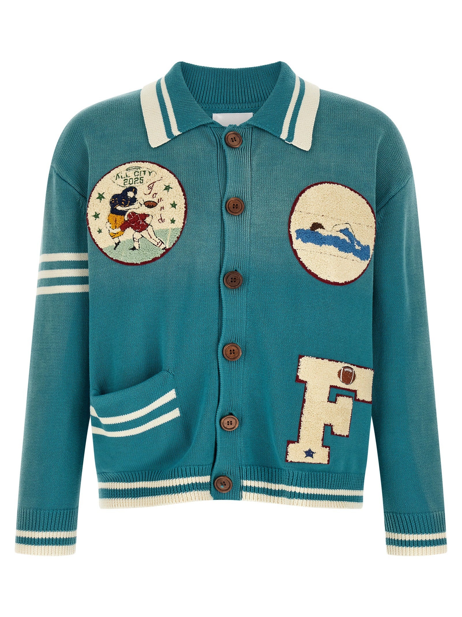 FOUND Fin Varsity Cardigan Blue