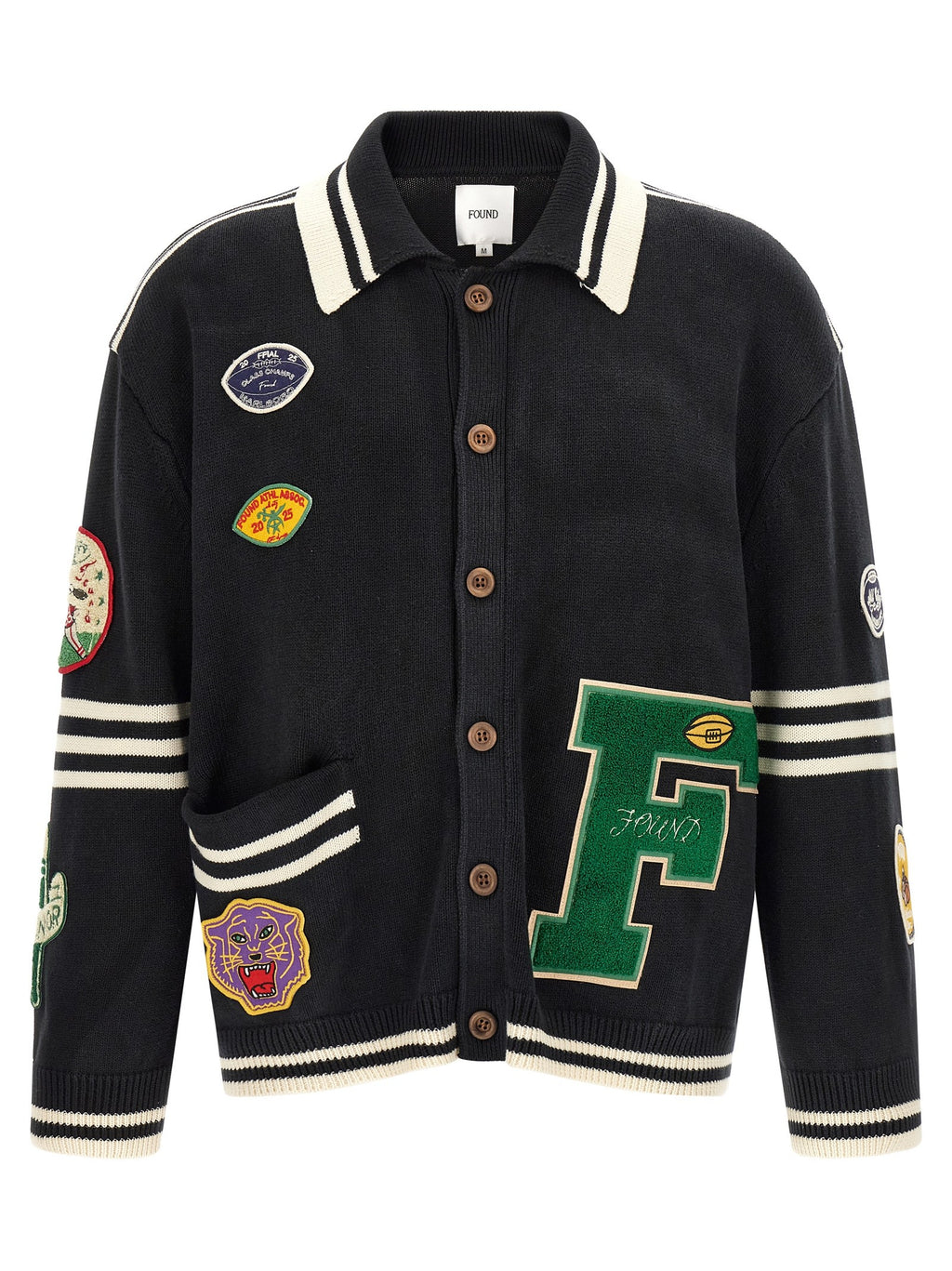 FOUND Fin Varsity Cardigan Black