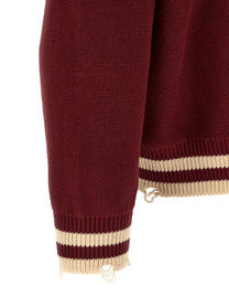 FOUND Fin Varsity Collared Cardigan Red