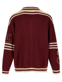 FOUND Fin Varsity Collared Cardigan Red