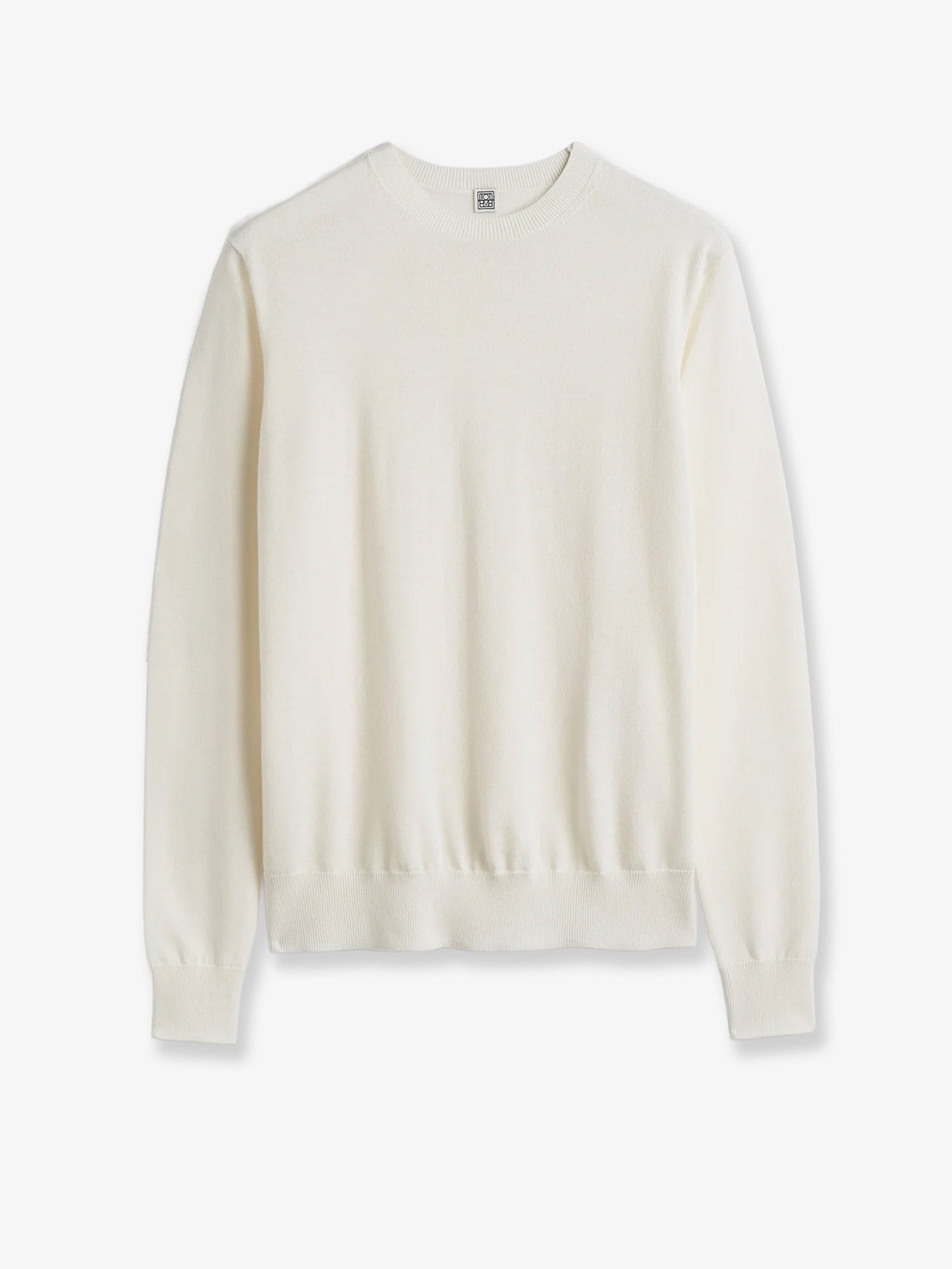 Toteme Women's Fine Crew Knit Wool and Silk Blend Sweater White
