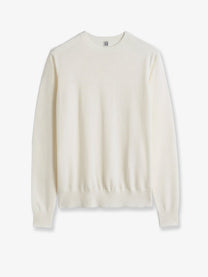 Toteme Women's Fine Crew Knit Wool and Silk Blend Sweater White
