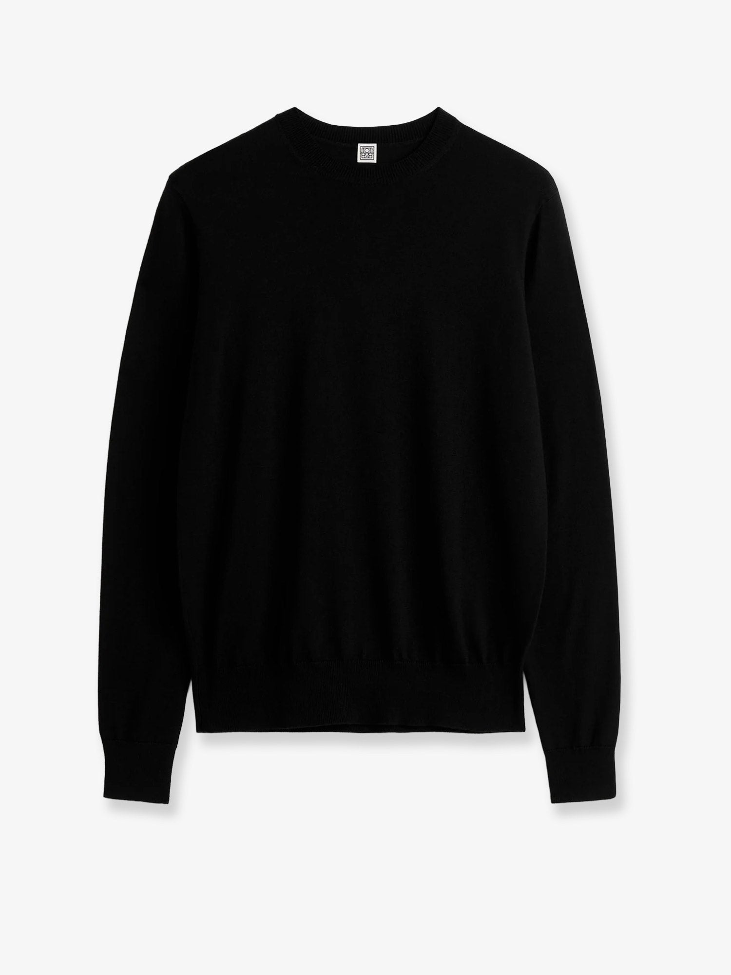 Toteme Women's Fine Crew Knit Wool and Silk Blend Sweater Black