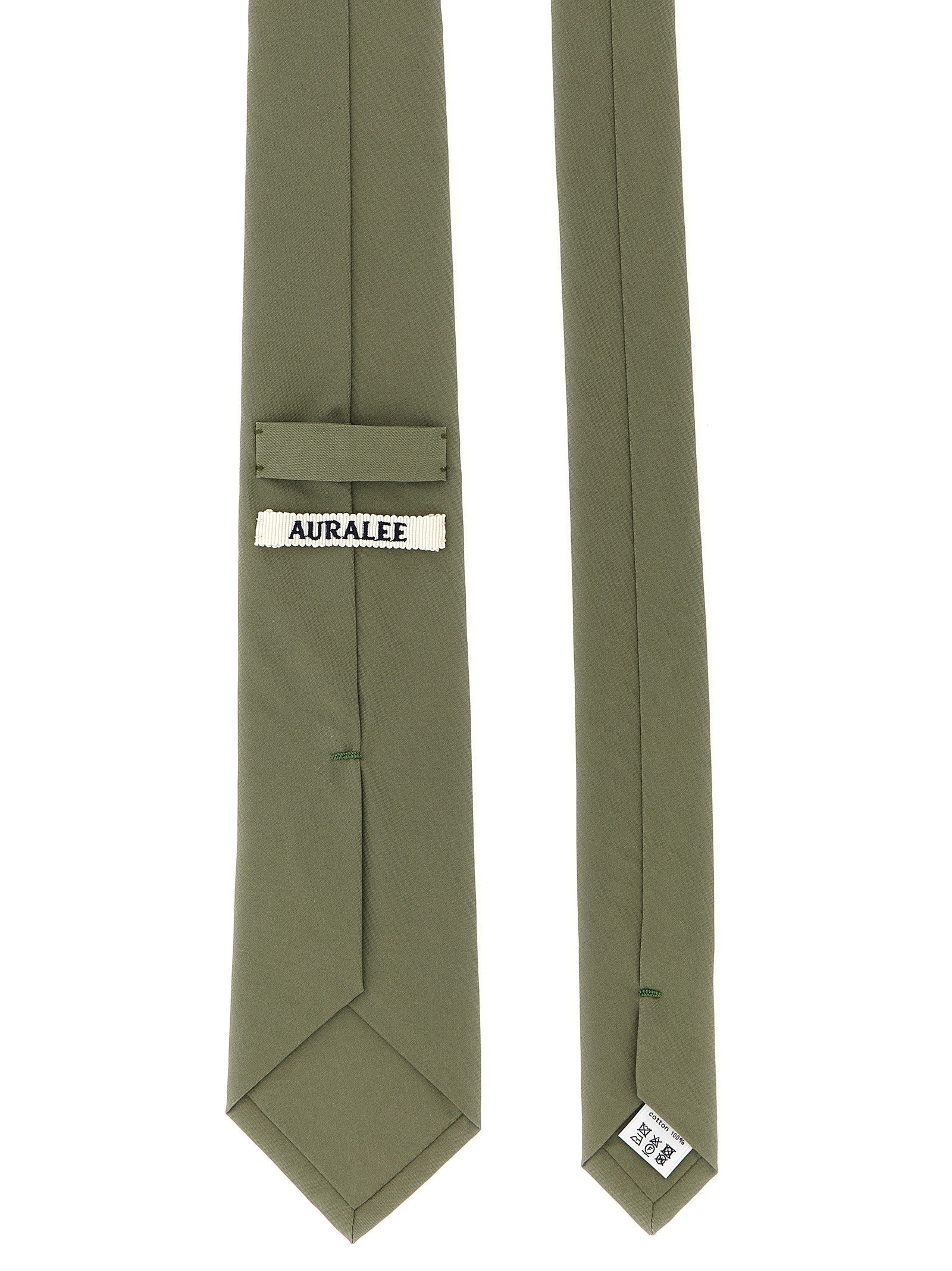 AURALEE Finx Washed Twill Tie Green