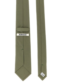 AURALEE Finx Washed Twill Tie Green
