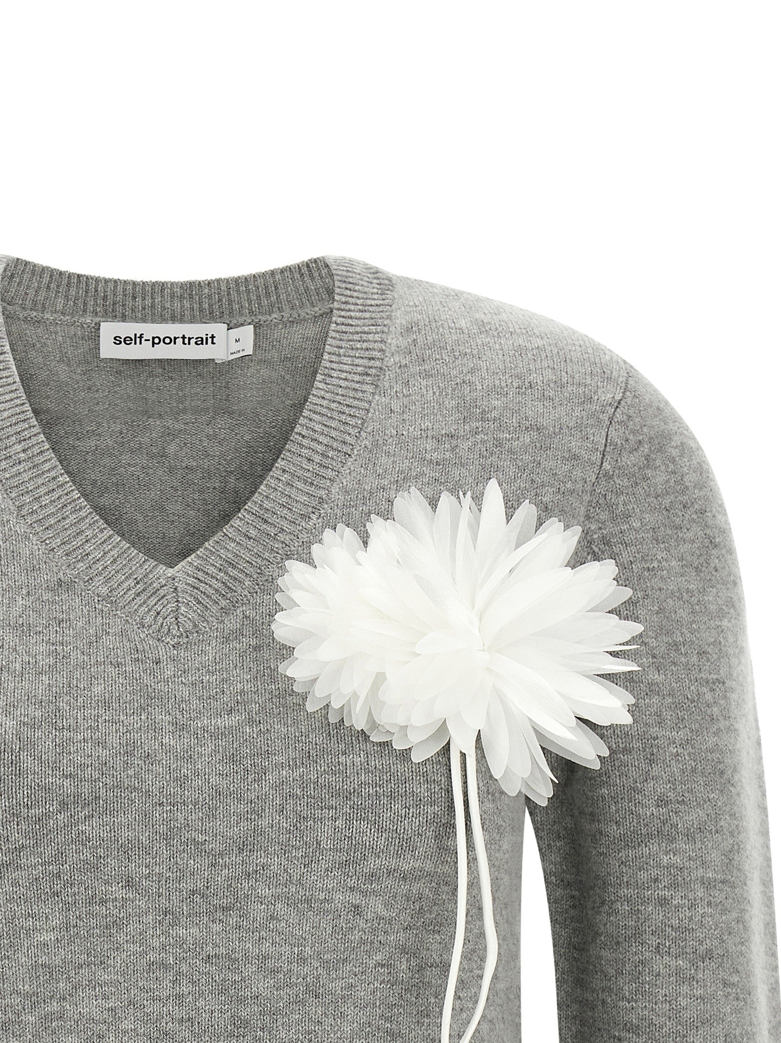 self-portrait Fiore Pin Sweater Grey