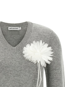 self-portrait Fiore Pin Sweater Grey