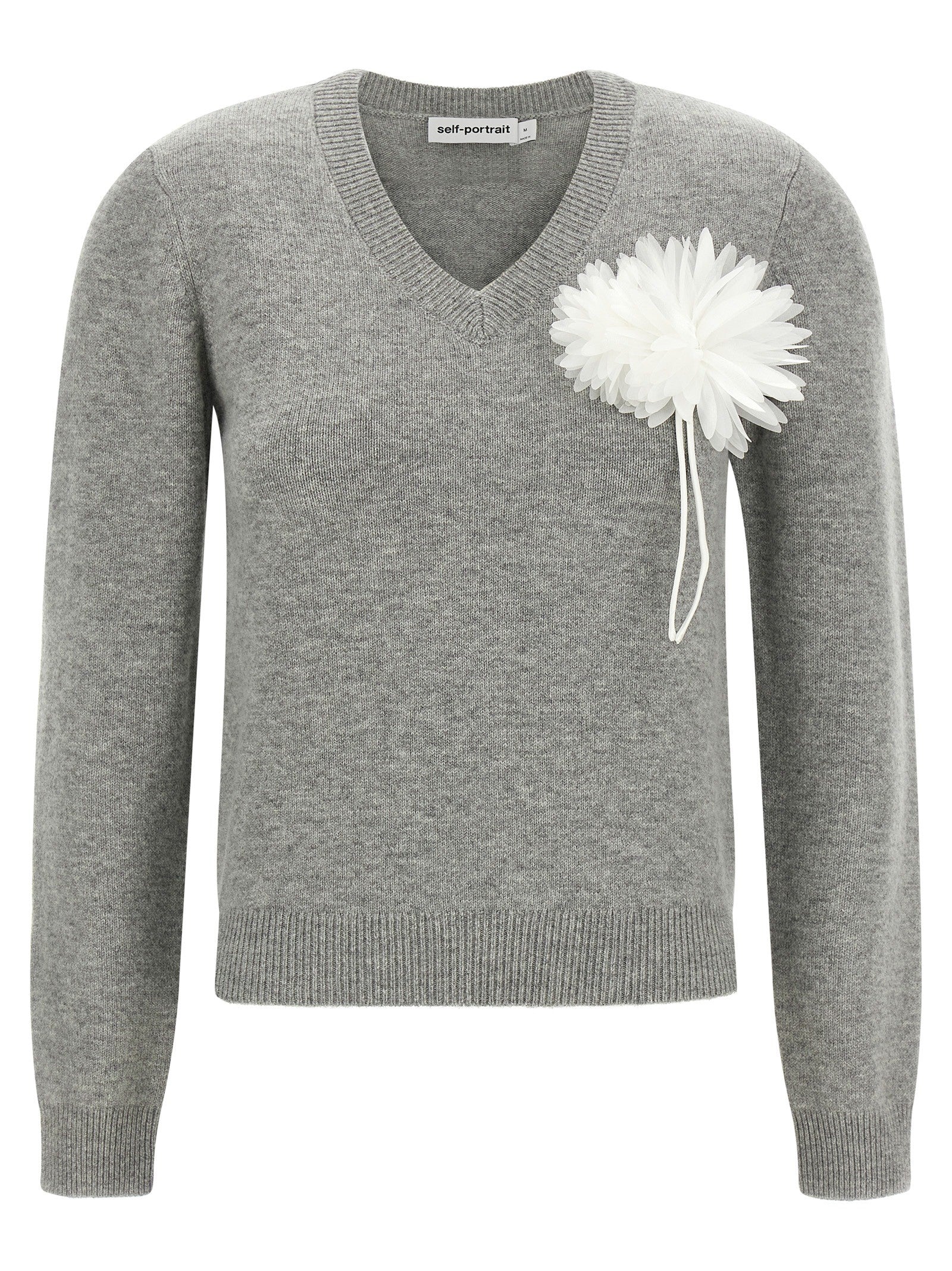 self-portrait Fiore Pin Sweater Grey