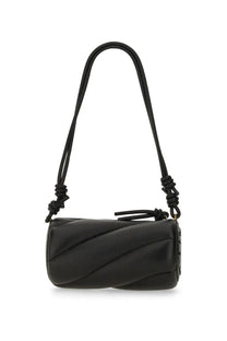 Fiorucci women’s black quilted leather crossbody bag with twisted strap knots and minimalist design