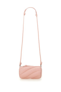 A soft pink quilted leather crossbody bag with a slender adjustable strap from fiorucci women micro mella collection