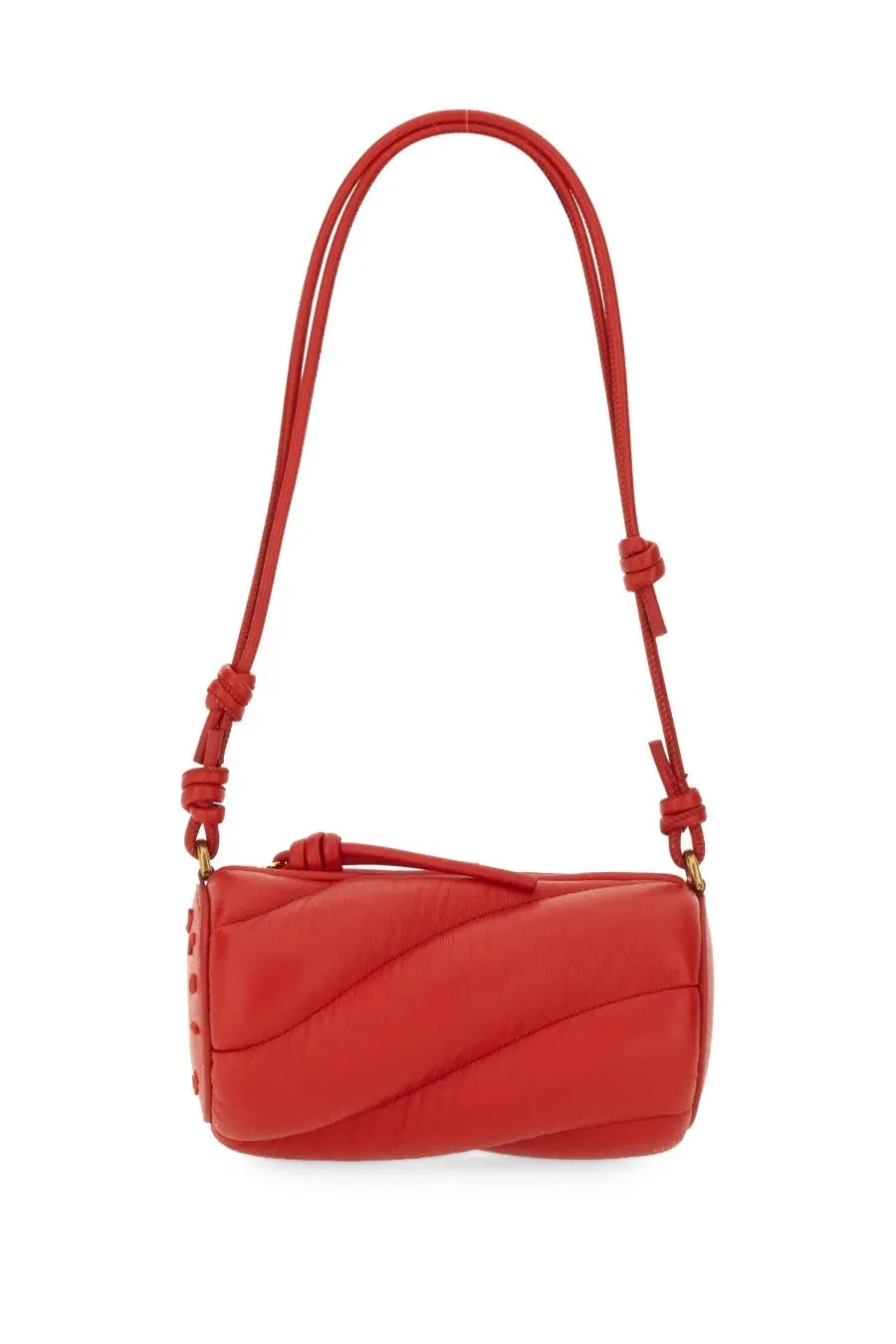 Fiorucci women’s mini mella bag red vibrant quilted leather crossbody with knotted strap and gold-tone hardware