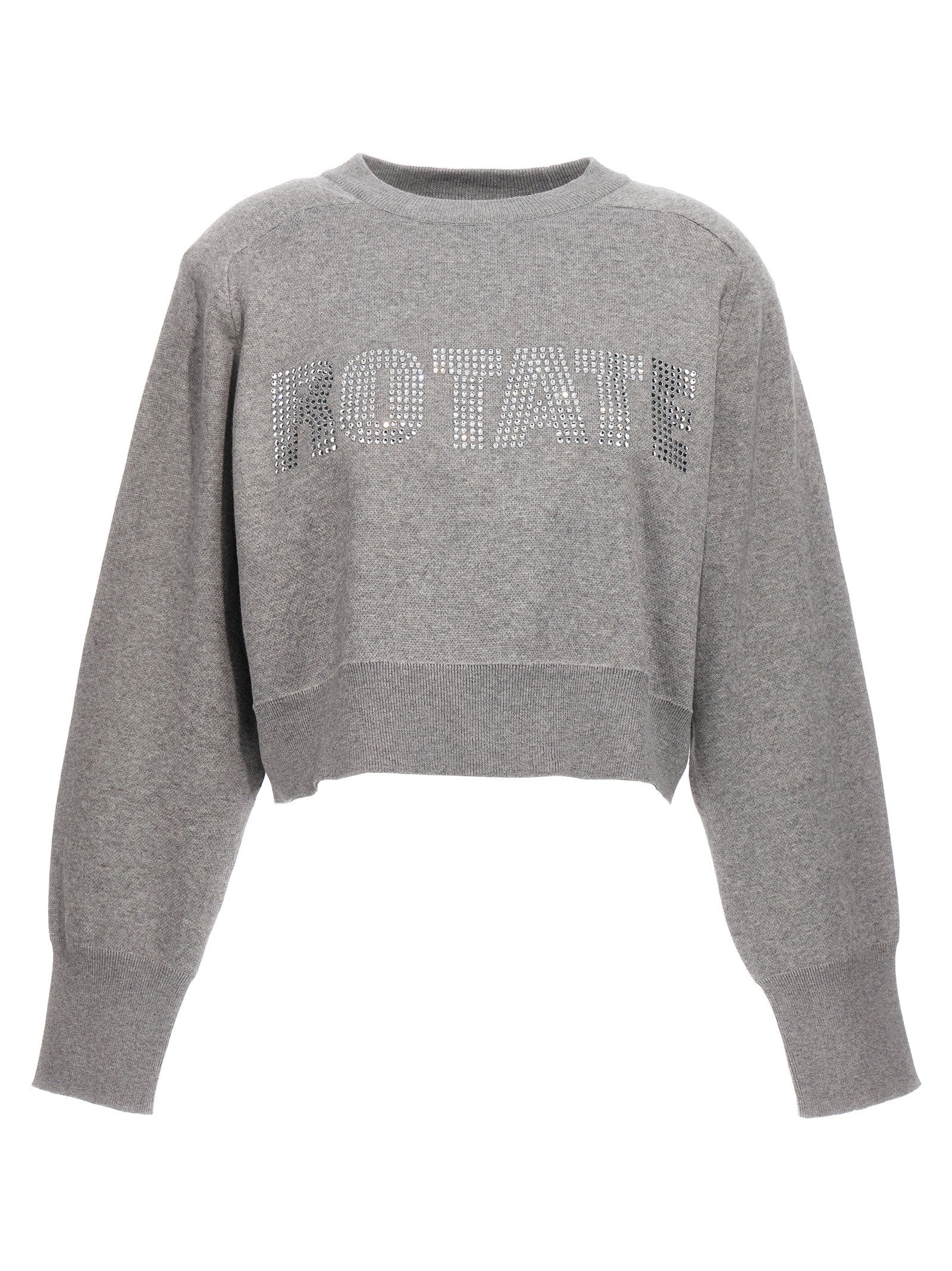 ROTATE Birger Christensen Firm Knit Cropped Sweater Grey