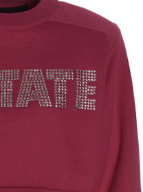 ROTATE Birger Christensen Firm Rhinestone Sweatshirt Pink
