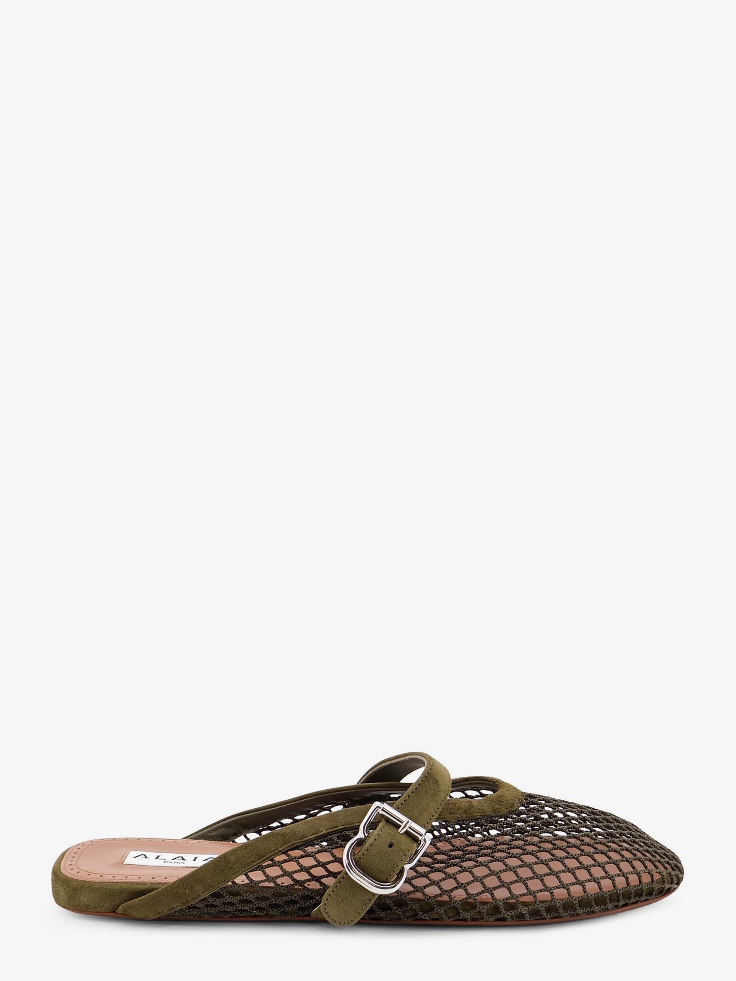 ALAÏA Women's Fishnet Mesh and Leather Sandals Beige