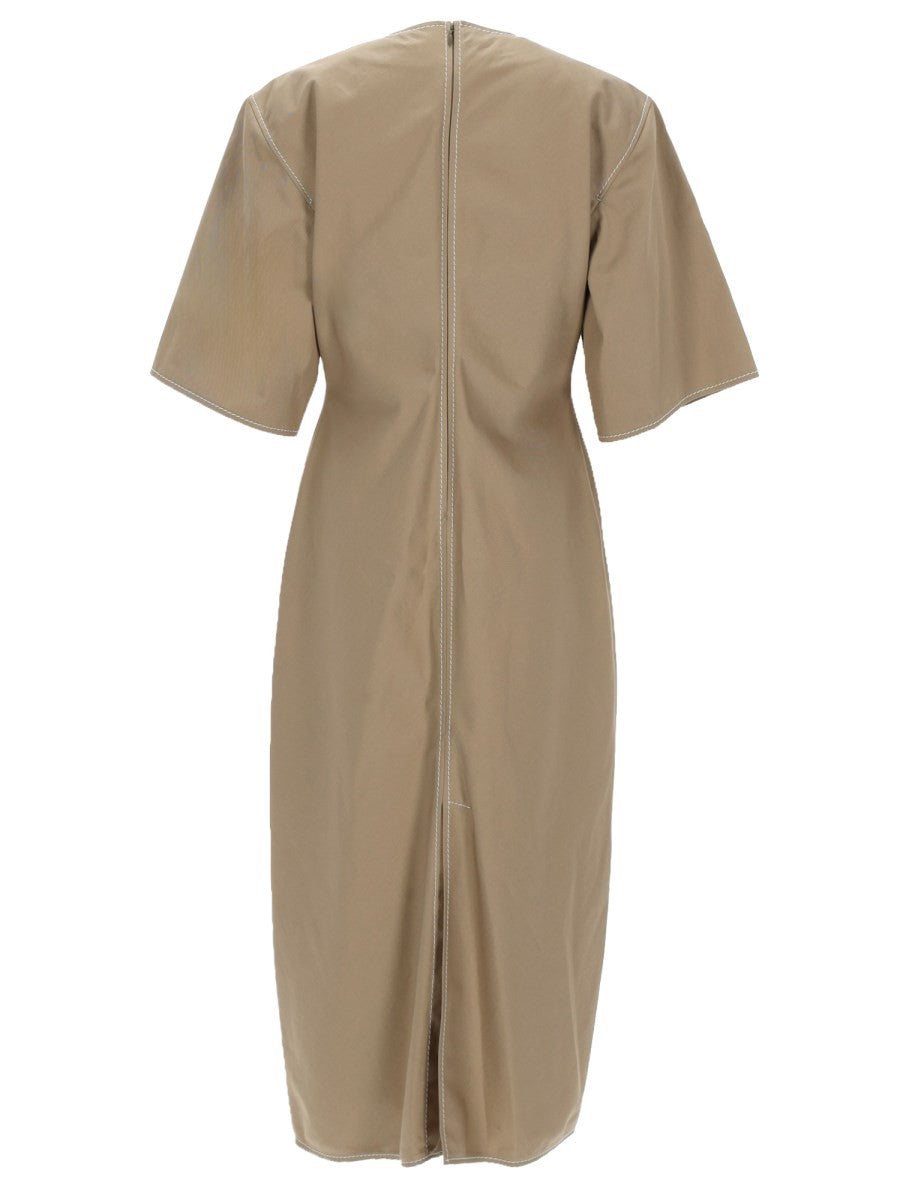Ami Paris Women's Fitted Midi Dress Beige