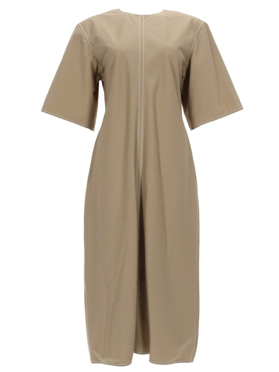 Ami Paris Women's Fitted Midi Dress Beige