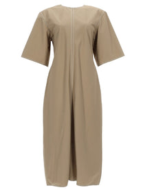 Ami Paris Women's Fitted Midi Dress Beige