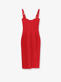 Elisabetta Franchi Women's Fitted Stretch Fabric Midi Dress Red, view 2