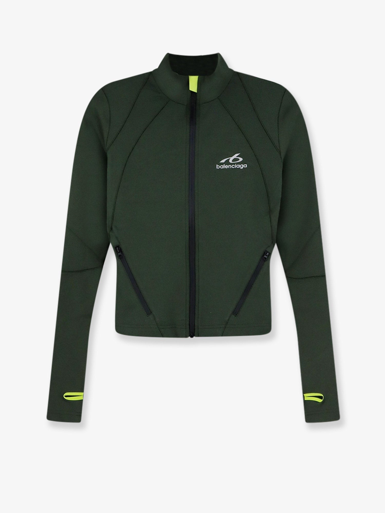 Balenciaga Women's Fitted Zip up Sweatshirt Green
