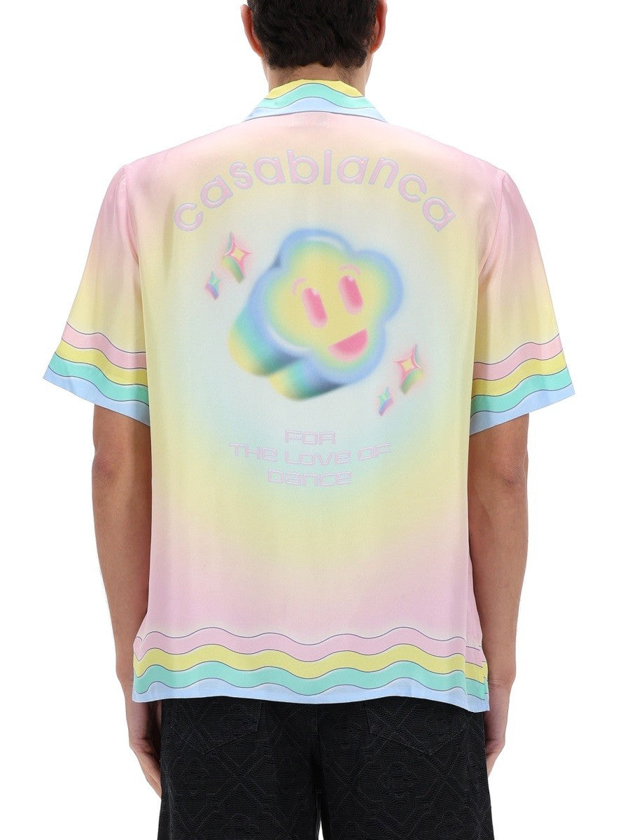 Casablanca Men's Flaming Tennis Ball Shirt Multicolor