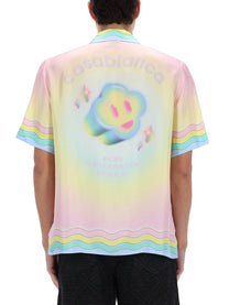 Casablanca Men's Flaming Tennis Ball Shirt Multicolor
