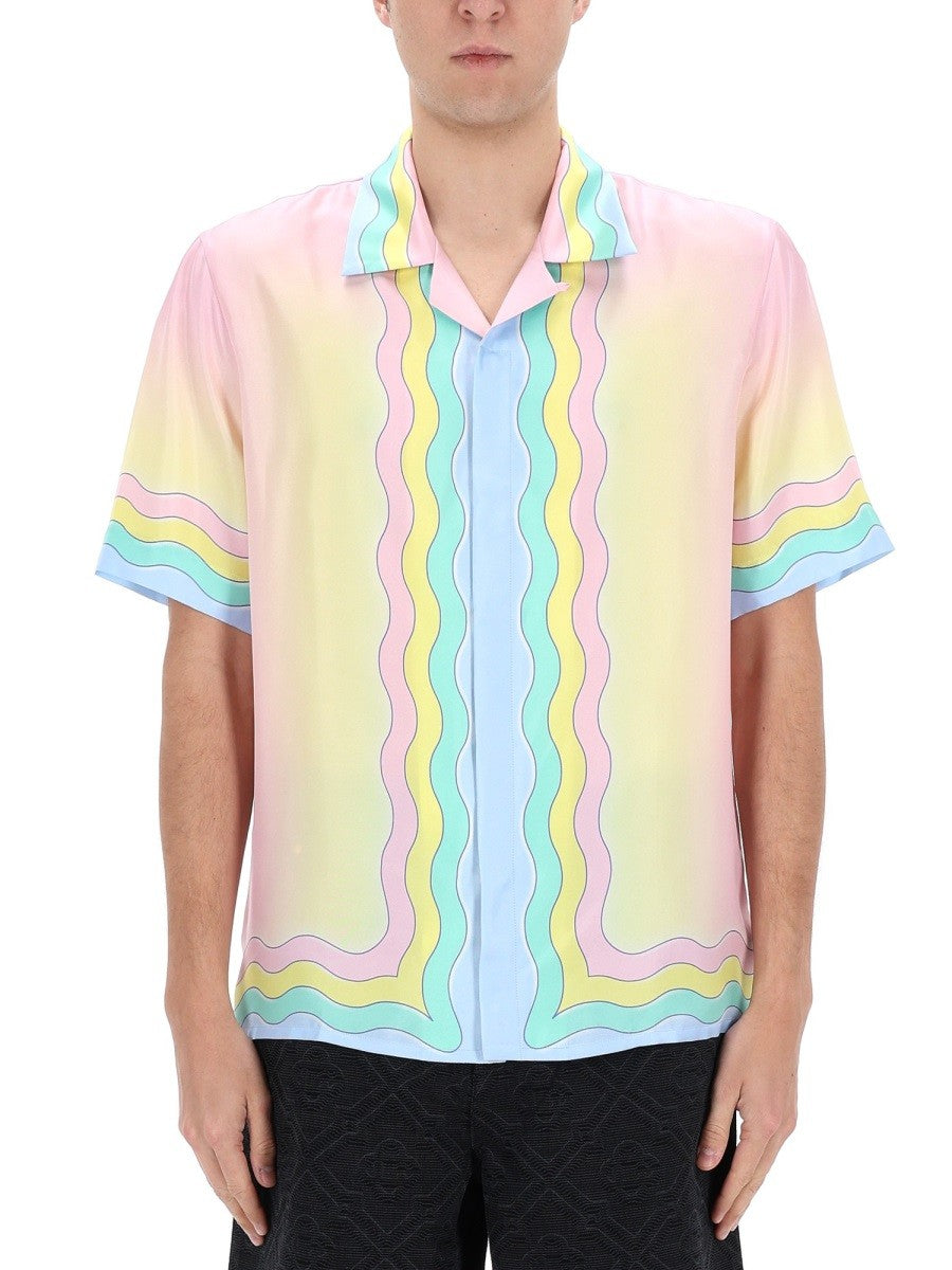 Casablanca Men's Flaming Tennis Ball Shirt Multicolor