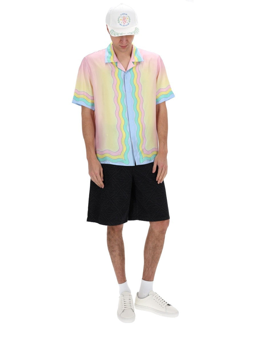 Casablanca Men's Flaming Tennis Ball Shirt Multicolor