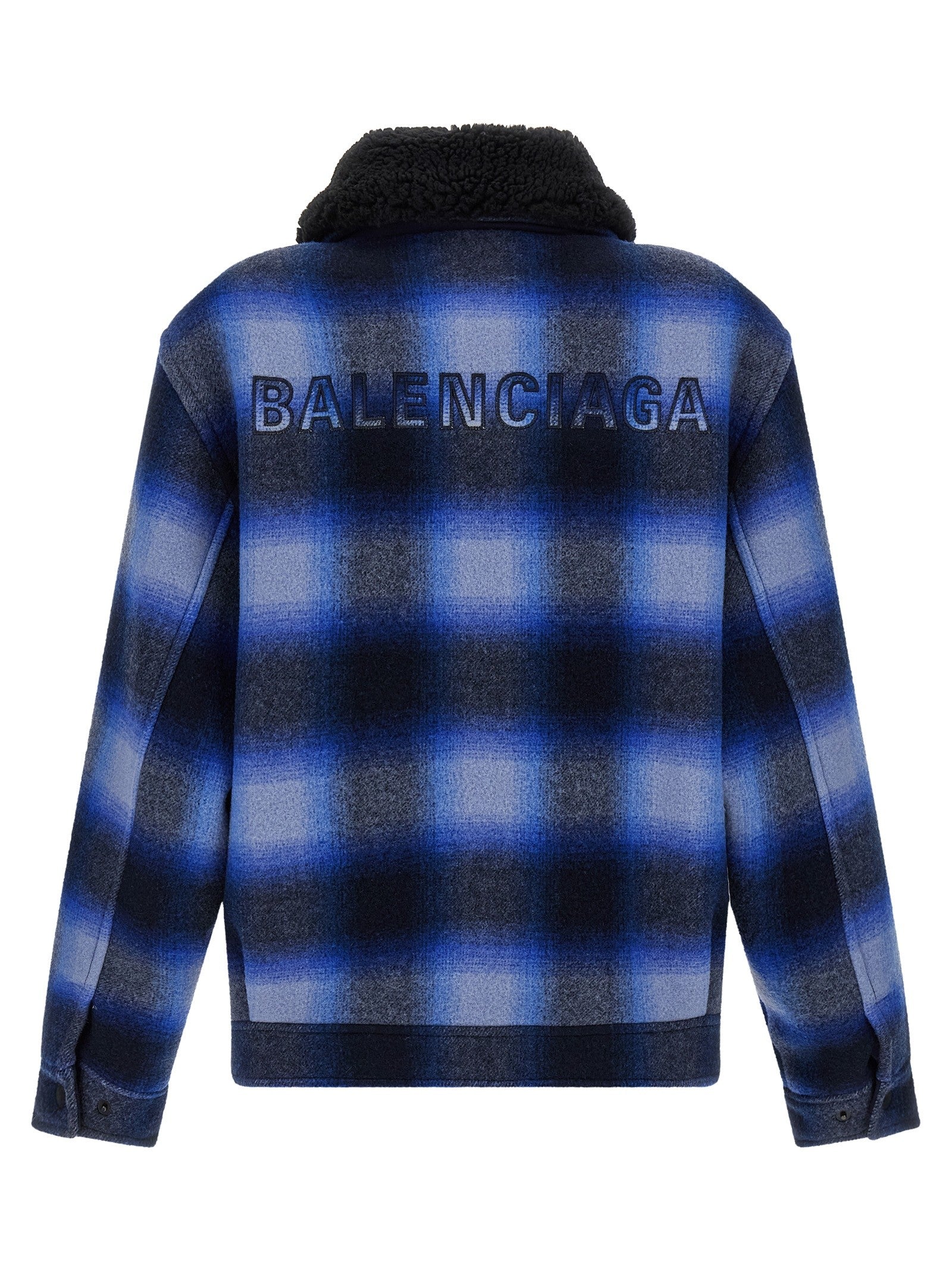 Balenciaga Flannel Bomber Jacket Blue