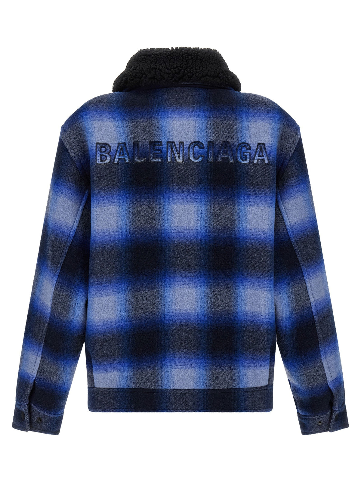 Balenciaga Flannel Bomber Jacket Blue, view 2