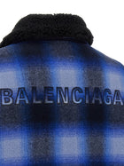 Balenciaga Flannel Bomber Jacket Blue, view 4
